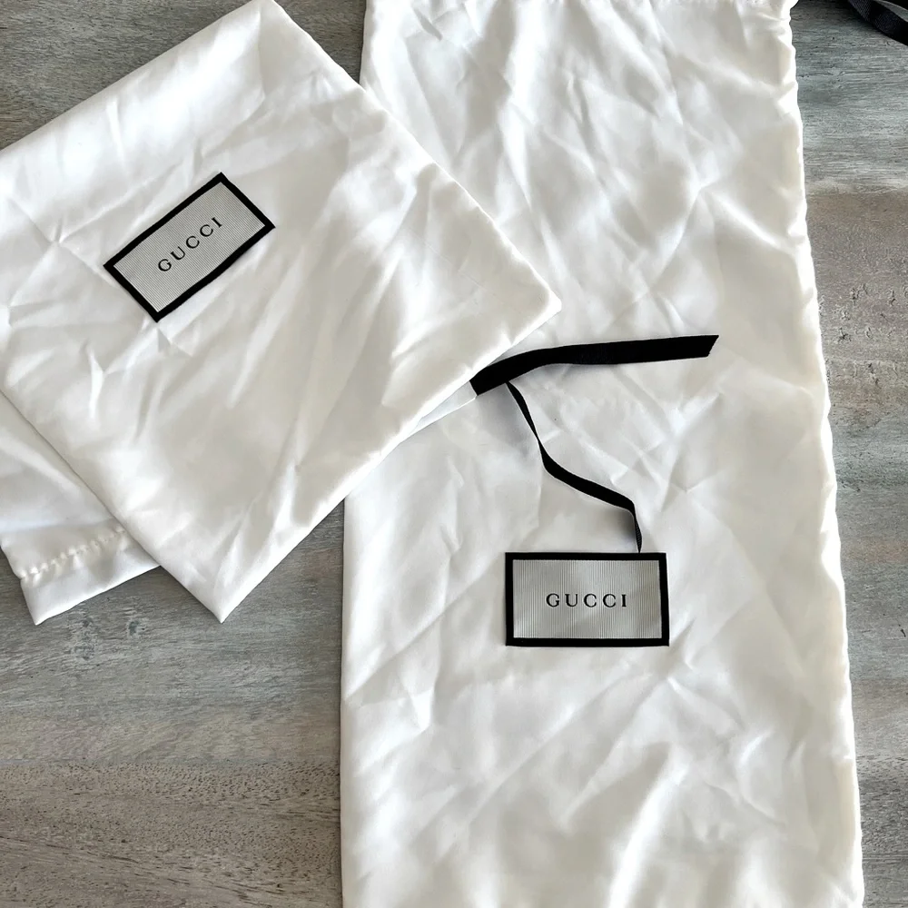 2 Gucci Dust Bag Pouch SHOES ACCESSORIES Ivory Black & AUTHENTIC 2 S M EUC